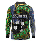 South Sea Islanders And Fiji Long Sleeve Polo Shirt Fijian Coat Of Arms And Southern Cross