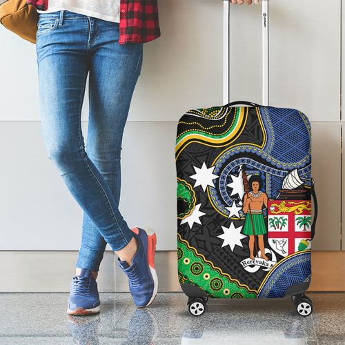 South Sea Islanders And Fiji Luggage Cover Fijian Coat Of Arms And Southern Cross