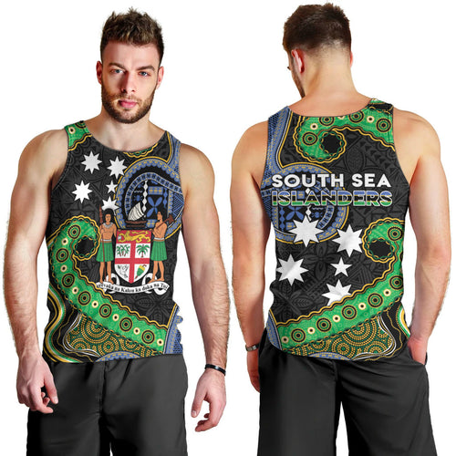 South Sea Islanders And Fiji Men Tank Top Fijian Coat Of Arms And Southern Cross