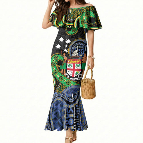 South Sea Islanders And Fiji Mermaid Dress Fijian Coat Of Arms And Southern Cross