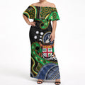 South Sea Islanders And Fiji Off Shoulder Maxi Dress Fijian Coat Of Arms And Southern Cross