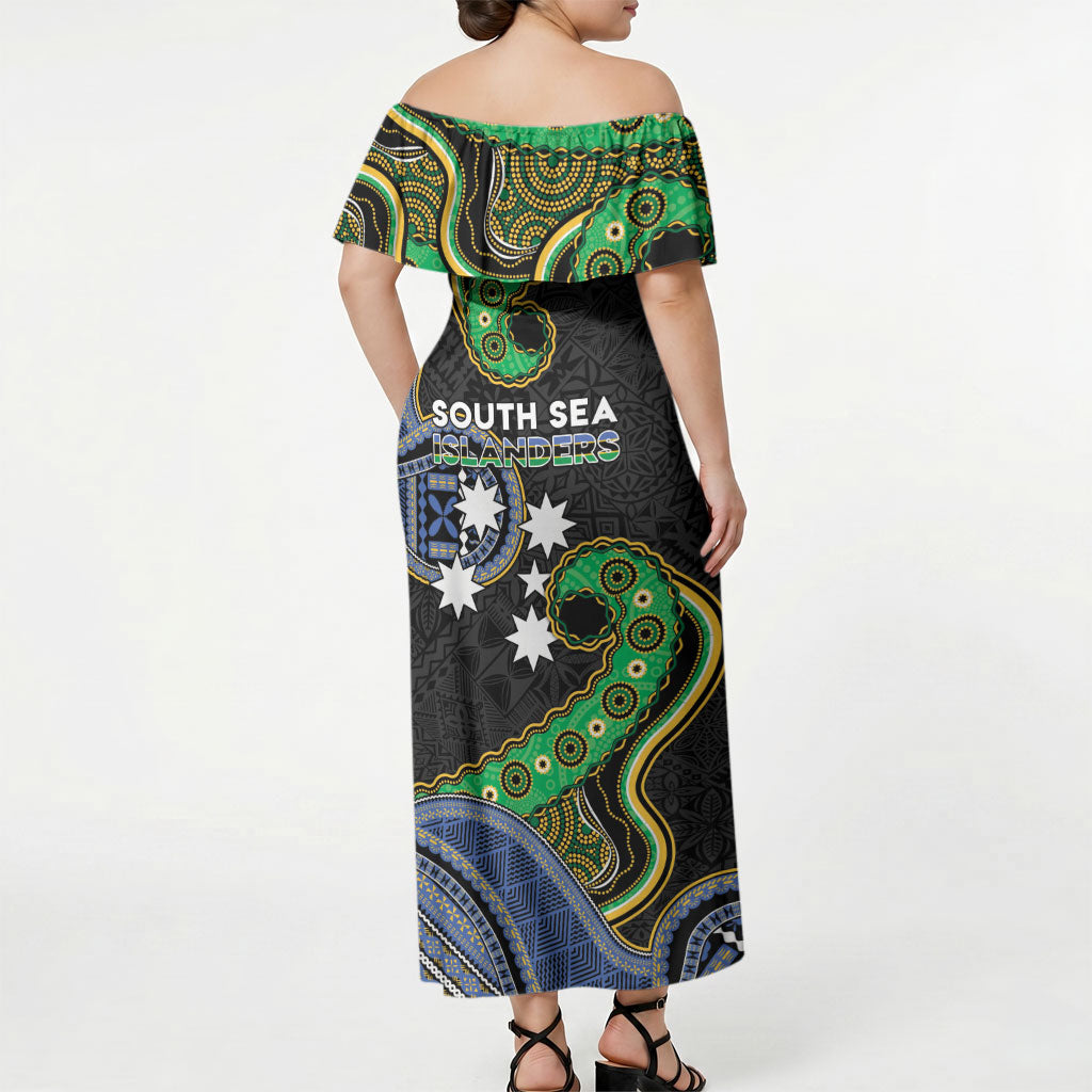 South Sea Islanders And Fiji Off Shoulder Maxi Dress Fijian Coat Of Arms And Southern Cross
