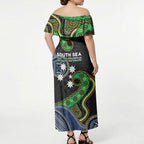 South Sea Islanders And Fiji Off Shoulder Maxi Dress Fijian Coat Of Arms And Southern Cross