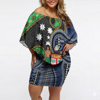 South Sea Islanders And Fiji Off Shoulder Short Dress Fijian Coat Of Arms And Southern Cross