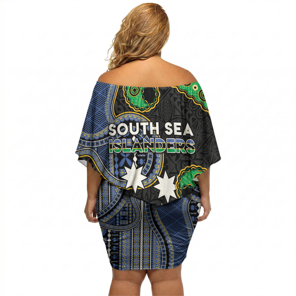 South Sea Islanders And Fiji Off Shoulder Short Dress Fijian Coat Of Arms And Southern Cross