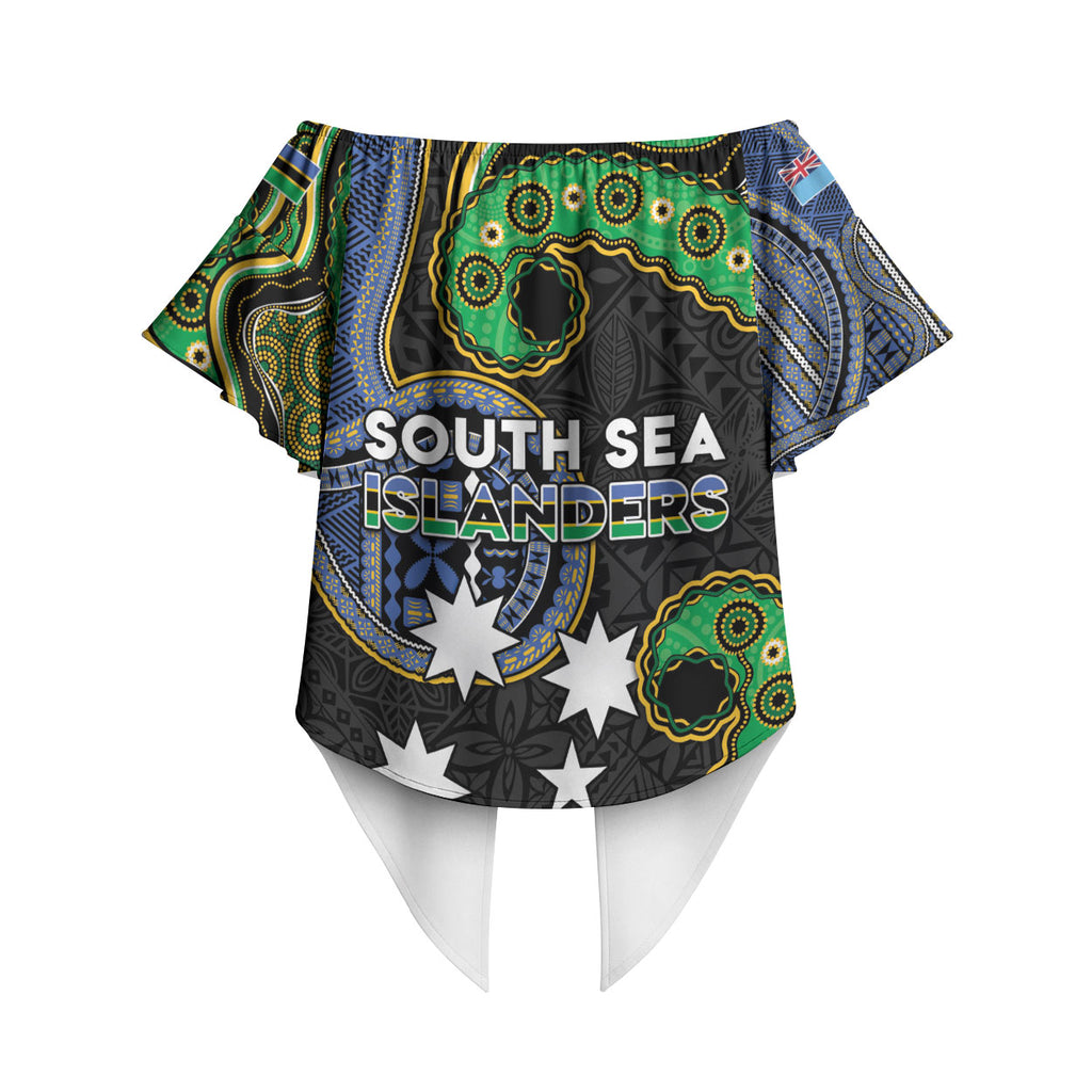 South Sea Islanders And Fiji Off Shoulder Wrap Waist Top Fijian Coat Of Arms And Southern Cross