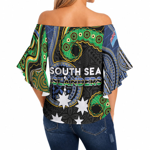 South Sea Islanders And Fiji Off Shoulder Wrap Waist Top Fijian Coat Of Arms And Southern Cross