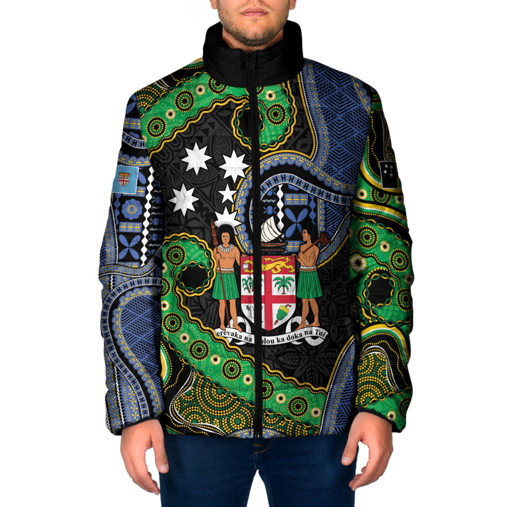 South Sea Islanders And Fiji Padded Jacket Fijian Coat Of Arms And Southern Cross