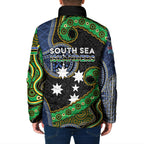 South Sea Islanders And Fiji Padded Jacket Fijian Coat Of Arms And Southern Cross