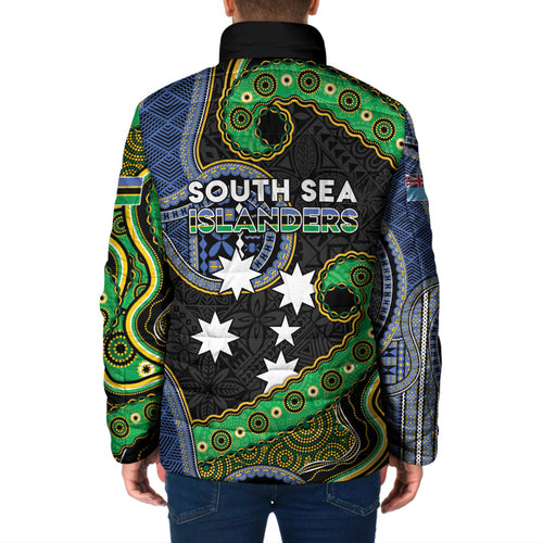 South Sea Islanders And Fiji Padded Jacket Fijian Coat Of Arms And Southern Cross