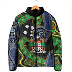South Sea Islanders And Fiji Padded Jacket Fijian Coat Of Arms And Southern Cross