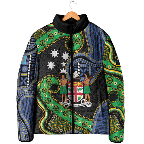 South Sea Islanders And Fiji Padded Jacket Fijian Coat Of Arms And Southern Cross