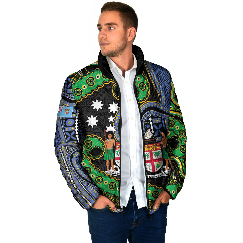 South Sea Islanders And Fiji Padded Jacket Fijian Coat Of Arms And Southern Cross