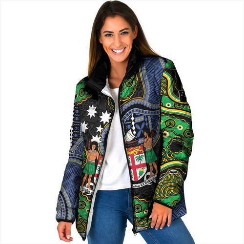 South Sea Islanders And Fiji Padded Jacket Fijian Coat Of Arms And Southern Cross