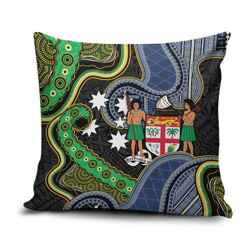 South Sea Islanders And Fiji Pillow Cover Fijian Coat Of Arms And Southern Cross