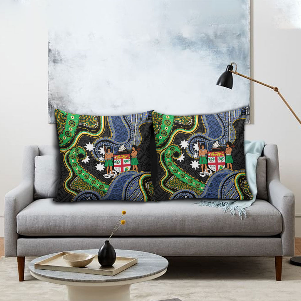 South Sea Islanders And Fiji Pillow Cover Fijian Coat Of Arms And Southern Cross