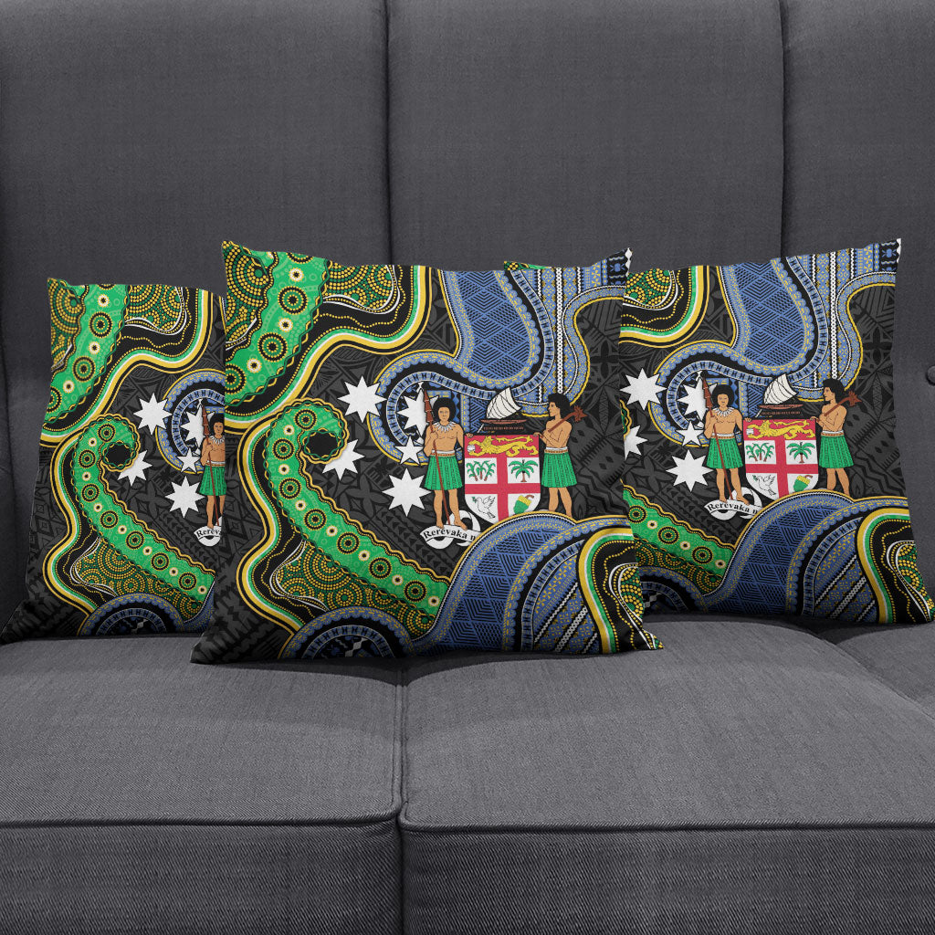 South Sea Islanders And Fiji Pillow Cover Fijian Coat Of Arms And Southern Cross