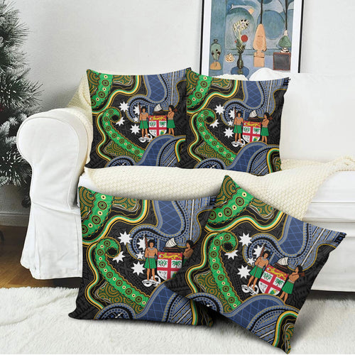 South Sea Islanders And Fiji Pillow Cover Fijian Coat Of Arms And Southern Cross