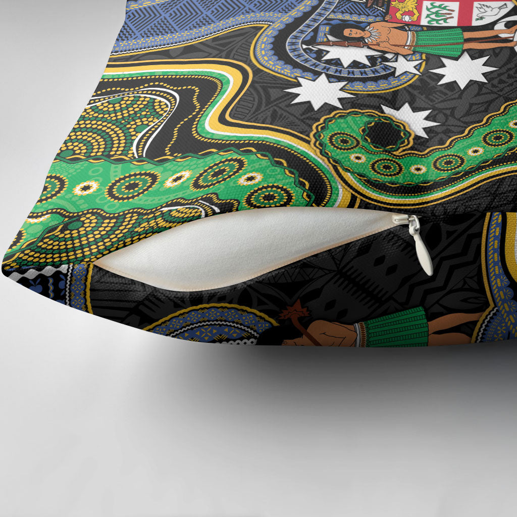 South Sea Islanders And Fiji Pillow Cover Fijian Coat Of Arms And Southern Cross