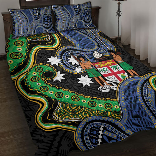 South Sea Islanders And Fiji Quilt Bed Set Fijian Coat Of Arms And Southern Cross