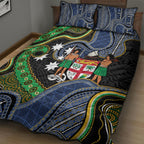 South Sea Islanders And Fiji Quilt Bed Set Fijian Coat Of Arms And Southern Cross