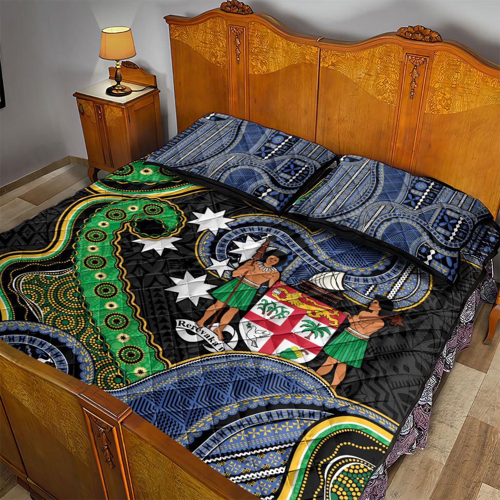 South Sea Islanders And Fiji Quilt Bed Set Fijian Coat Of Arms And Southern Cross