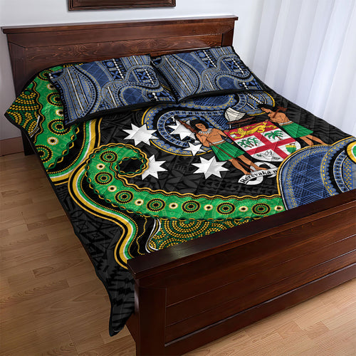 South Sea Islanders And Fiji Quilt Bed Set Fijian Coat Of Arms And Southern Cross