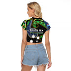 South Sea Islanders And Fiji Raglan Cropped T Shirt Fijian Coat Of Arms And Southern Cross