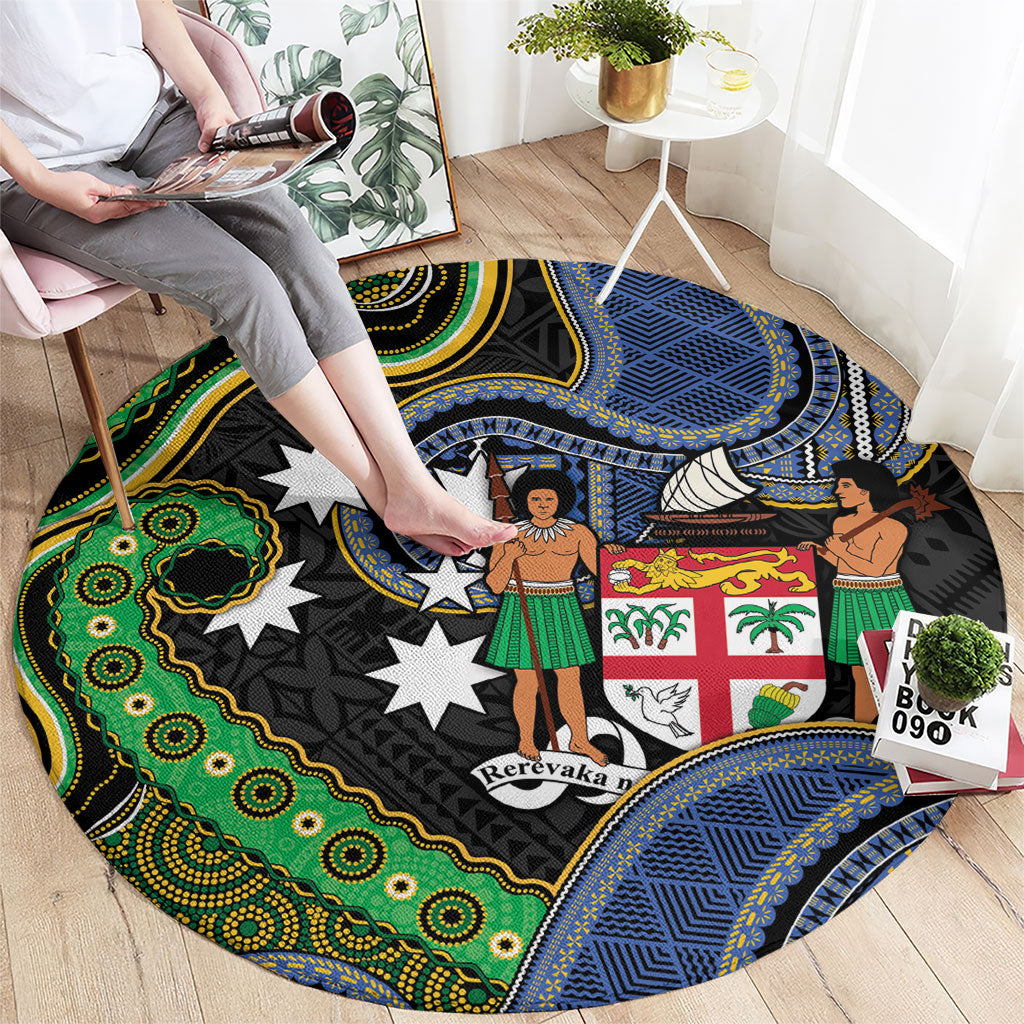 South Sea Islanders And Fiji Round Carpet Fijian Coat Of Arms And Southern Cross
