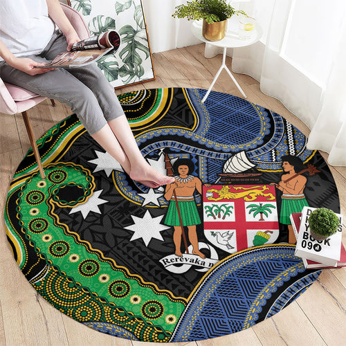 South Sea Islanders And Fiji Round Carpet Fijian Coat Of Arms And Southern Cross