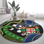 South Sea Islanders And Fiji Round Carpet Fijian Coat Of Arms And Southern Cross