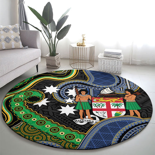 South Sea Islanders And Fiji Round Carpet Fijian Coat Of Arms And Southern Cross