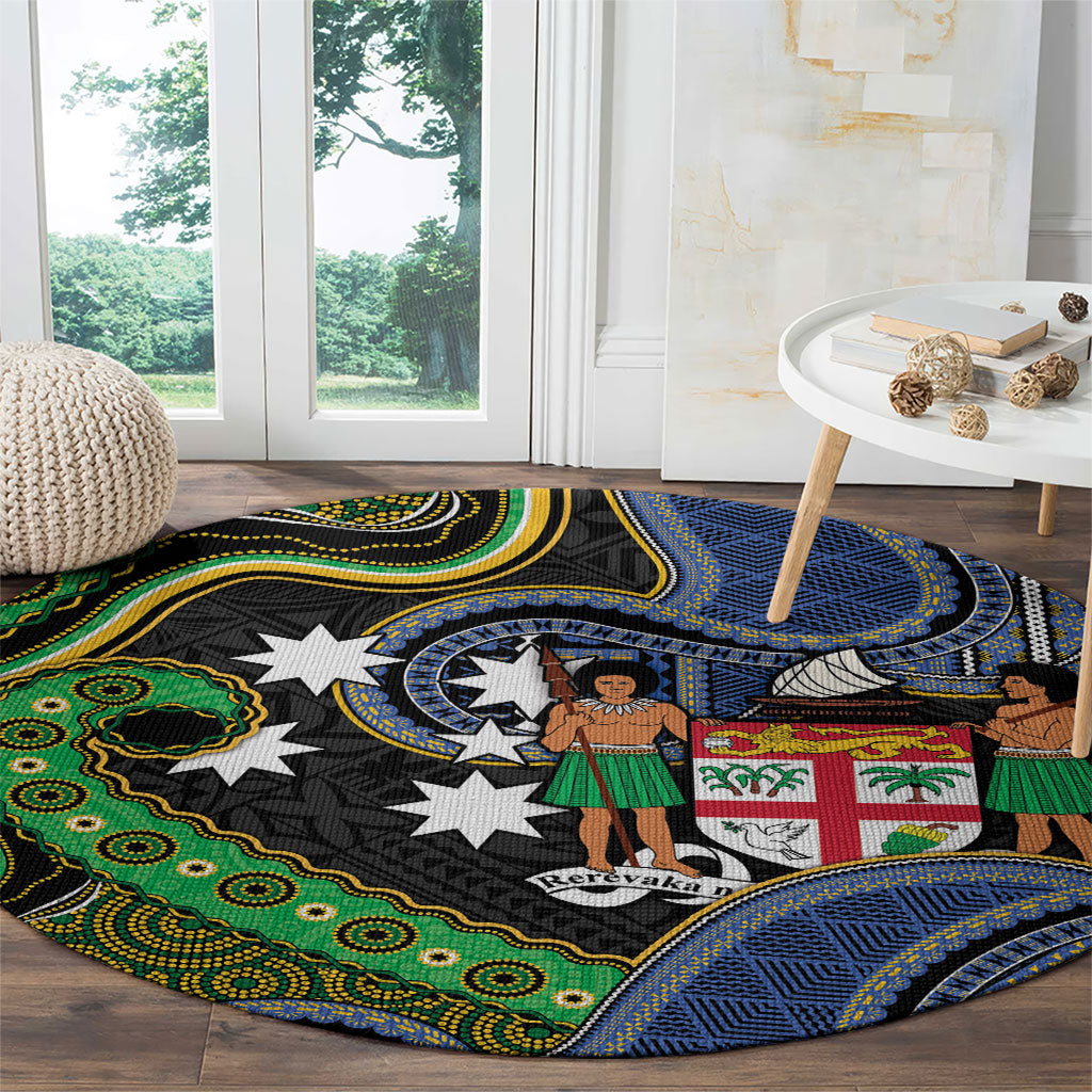 South Sea Islanders And Fiji Round Carpet Fijian Coat Of Arms And Southern Cross