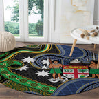 South Sea Islanders And Fiji Round Carpet Fijian Coat Of Arms And Southern Cross