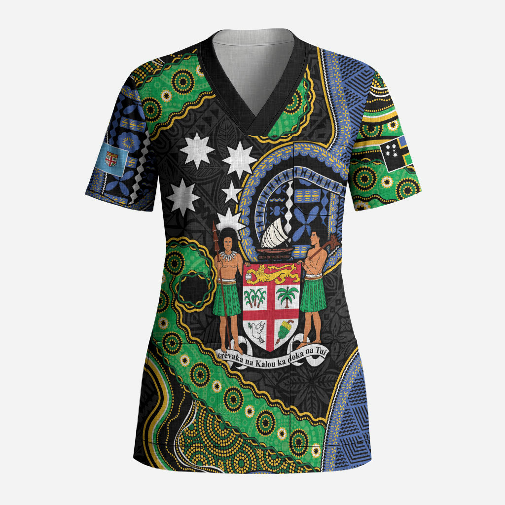 South Sea Islanders And Fiji Scrub Top Fijian Coat Of Arms And Southern Cross