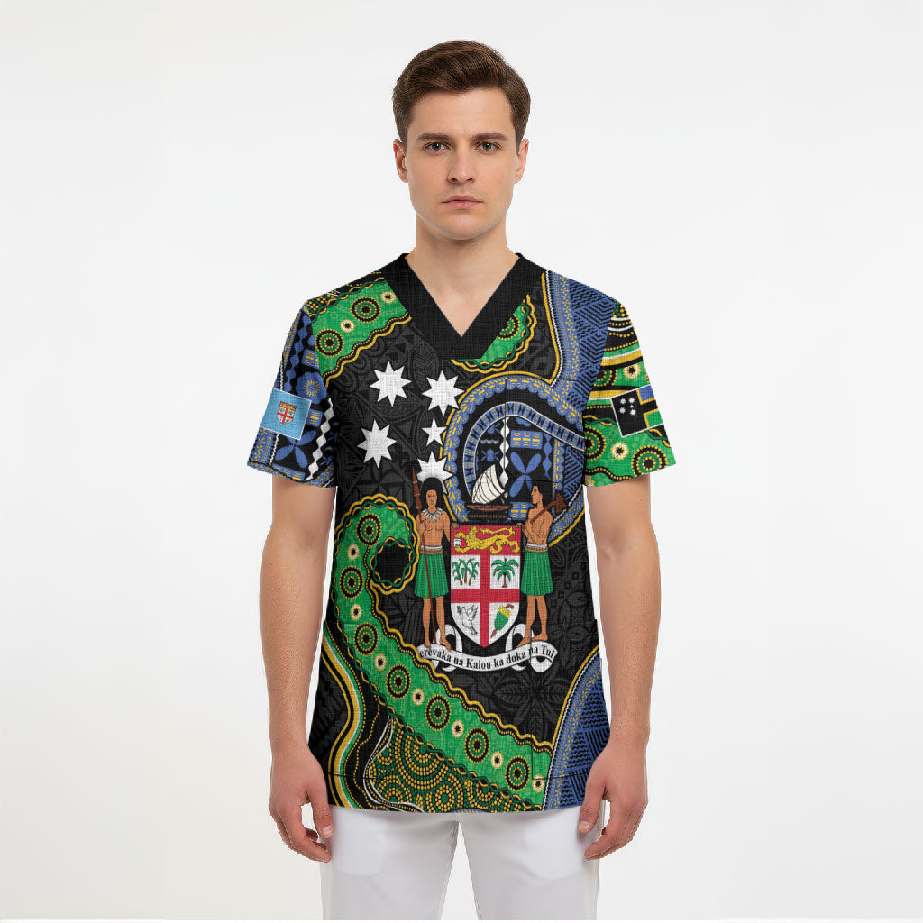 South Sea Islanders And Fiji Scrub Top Fijian Coat Of Arms And Southern Cross