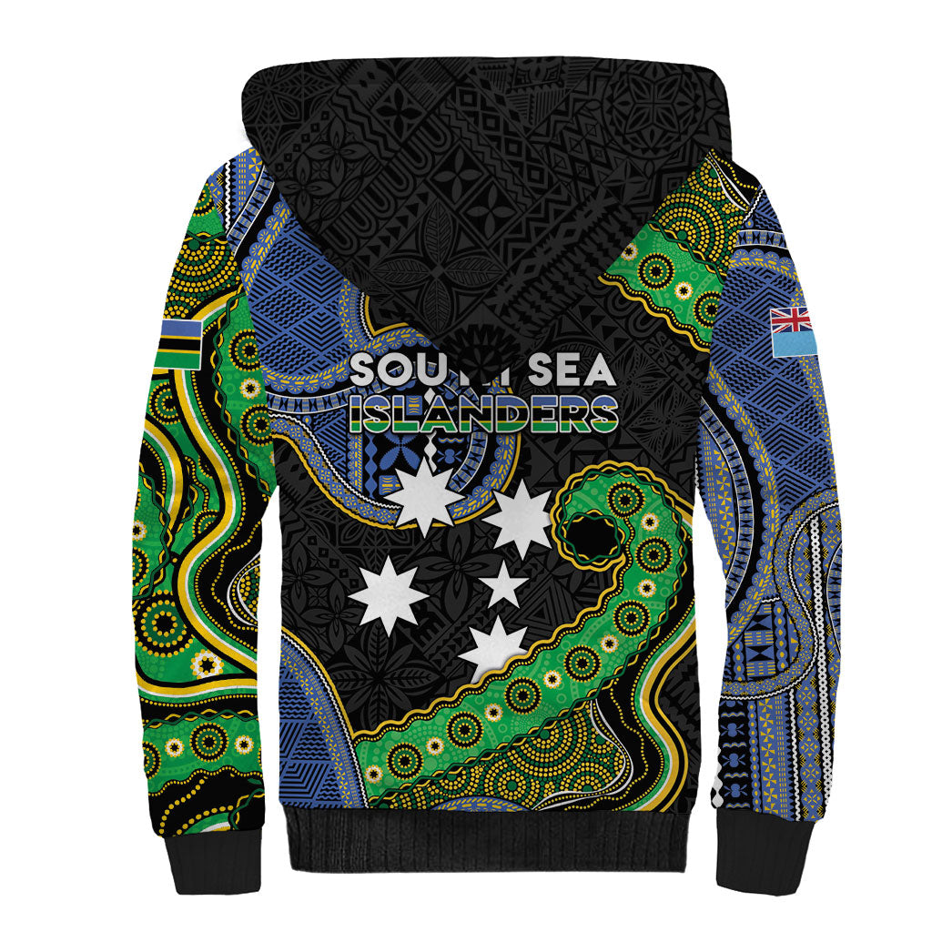 South Sea Islanders And Fiji Sherpa Hoodie Fijian Coat Of Arms And Southern Cross