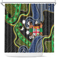 South Sea Islanders And Fiji Shower Curtain Fijian Coat Of Arms And Southern Cross