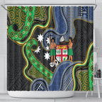 South Sea Islanders And Fiji Shower Curtain Fijian Coat Of Arms And Southern Cross