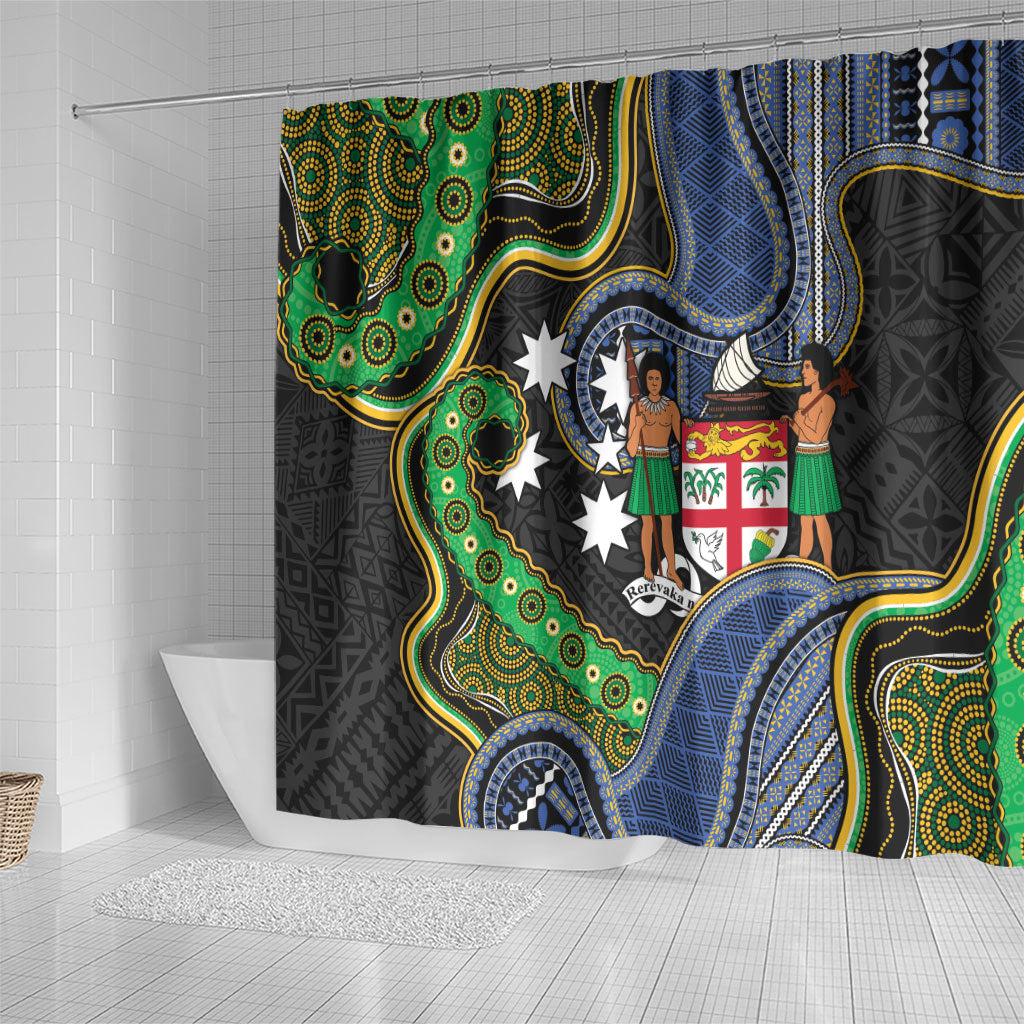 South Sea Islanders And Fiji Shower Curtain Fijian Coat Of Arms And Southern Cross
