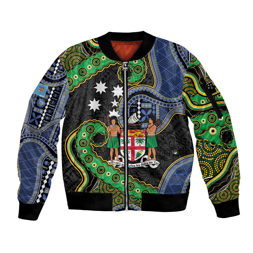 South Sea Islanders And Fiji Sleeve Zip Bomber Jacket Fijian Coat Of Arms And Southern Cross
