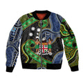 South Sea Islanders And Fiji Sleeve Zip Bomber Jacket Fijian Coat Of Arms And Southern Cross