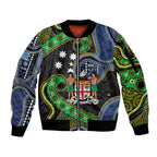 South Sea Islanders And Fiji Sleeve Zip Bomber Jacket Fijian Coat Of Arms And Southern Cross