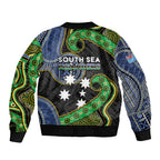 South Sea Islanders And Fiji Sleeve Zip Bomber Jacket Fijian Coat Of Arms And Southern Cross