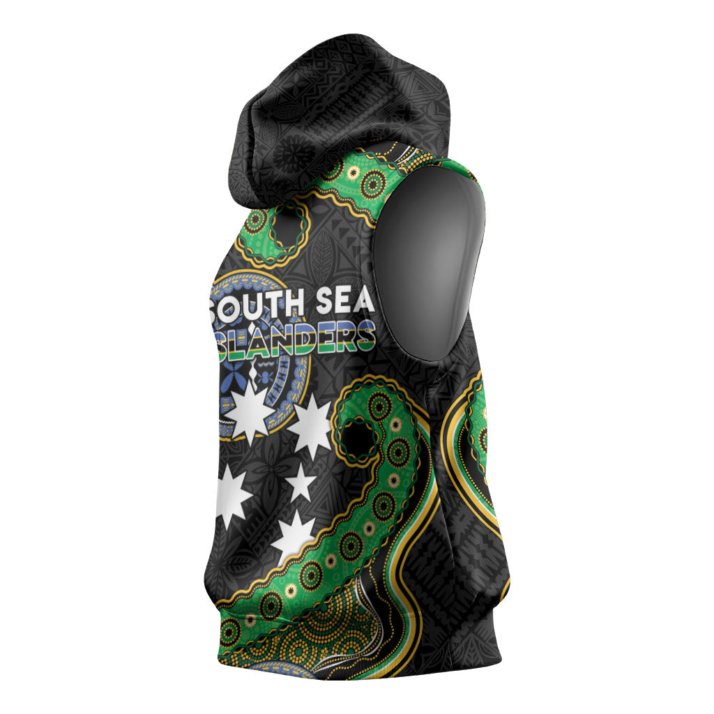 South Sea Islanders And Fiji Sleeveless Hoodie Fijian Coat Of Arms And Southern Cross