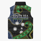 South Sea Islanders And Fiji Sleeveless Puffer Jacket Fijian Coat Of Arms And Southern Cross