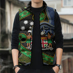 South Sea Islanders And Fiji Sleeveless Puffer Jacket Fijian Coat Of Arms And Southern Cross