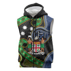 South Sea Islanders And Fiji Sleeveless Zip Hoodie Fijian Coat Of Arms And Southern Cross