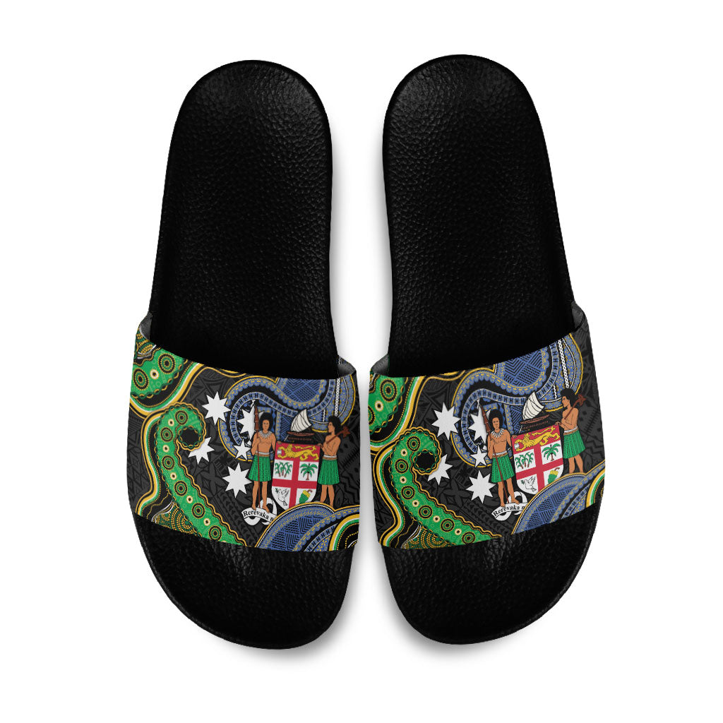 South Sea Islanders And Fiji Slide Sandals Fijian Coat Of Arms And Southern Cross