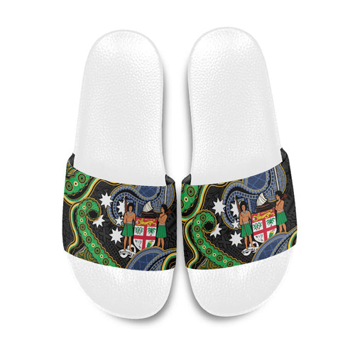 South Sea Islanders And Fiji Slide Sandals Fijian Coat Of Arms And Southern Cross